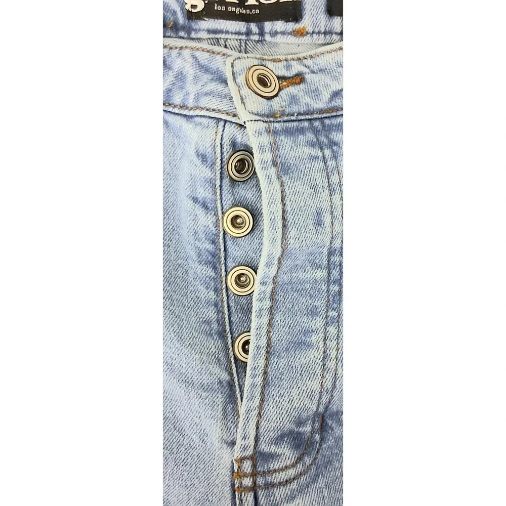 Girlish Jeans Juniors Size 13/31 Blue Cargo Straight Light Wash Button Fly Preow